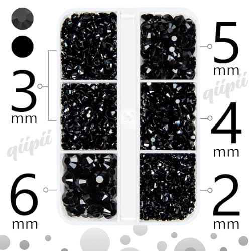 Solid Black Resin Flatback Rhinestones for Crafting Pure Black Flatback Jelly Stones 2mm 3mm 4mm 5mm 6mm Gems Diamonds for Nails Face Eyes Makeup Tumblers Bottles Crafts Clothes Shoes Phones