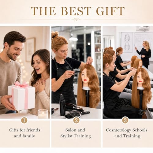 Mannequin Head 26-28" Real Human Hair Styling Practice Head