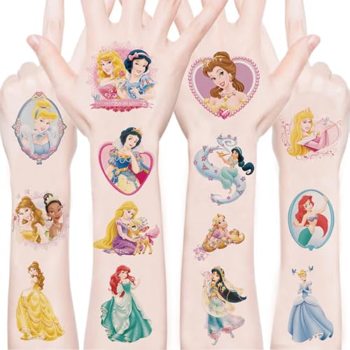 100 Princess Temporary Tattoos for Kids – Waterproof Cartoon Stickers