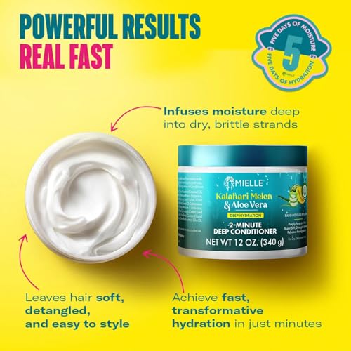 Mielle Organics 2-Minute Deep Conditioner, Kalahari Melon & Aloe Vera, 12 oz