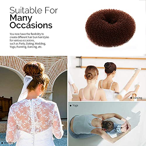 Large Hair Donut Bun Maker Set - 2 Pack Brown for Thick & Long Hair - Trendy Hairstyles