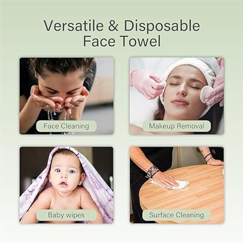 Unifree Large Facial Towels | Disposable Dry Wipes | Absorbent, Thick, Reusable, Soft, Comfort Skincare, 150 Count Hanging Towels