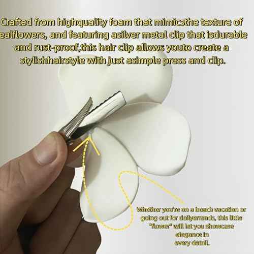 4 Pcs 7cm Hawaiian Frangipani Plumeria Foam Hair Clips, Head Flower Party Beach Hair Clips - White and Pink