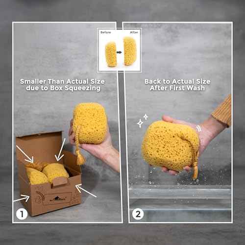 myHomeBody Bath Sponge, Foam Loofah, Body Scrubber for Bathing, Exfoliating Shower Pouf for Shower ? Large Size, Lots of Lather, Curvy, 2 Pack