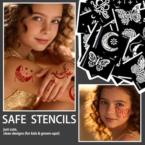 Temporary Tattoo Stencils Kit, 40 Sheets Henna Body Art