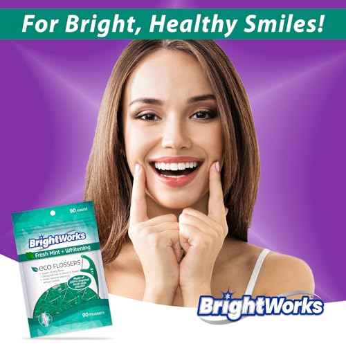 Brightworks ECO Sustainable Floss Picks - 270 Count - PFAS Free - Made in USA100% Post-Consumer Recycled Plastic, Super Strong Mint-Flavored Floss with Micro-Crystals