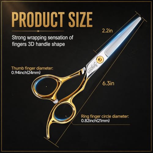 ANYSIN 5.5 Inch Professional Hair Cutting Shears - Japanese Stainless Steel Razor Edge Barber Scissors with Offset Handle & Gift Box