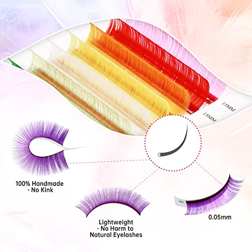 Beauty7 Colored Lash Extensions D+ Curl 15mm 12 Colors