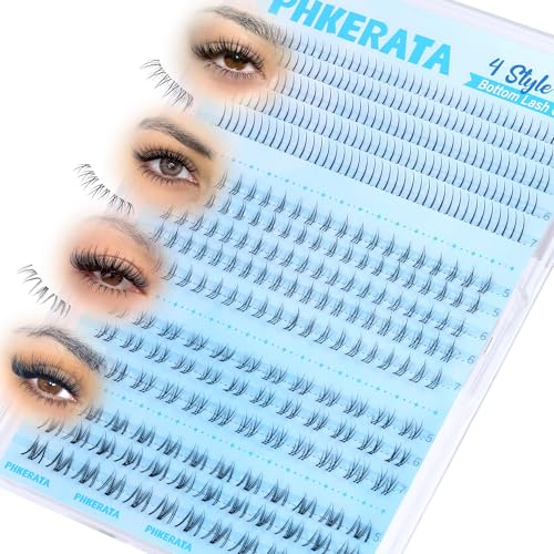 4 Style Bottom Lashes Natural Bottom Lash CLusters Lower Manga Eyelash Clusters 372pcs Anime Fairy Individual Lashes Bottoms DIY Eyelash Extensions, 5-7mm