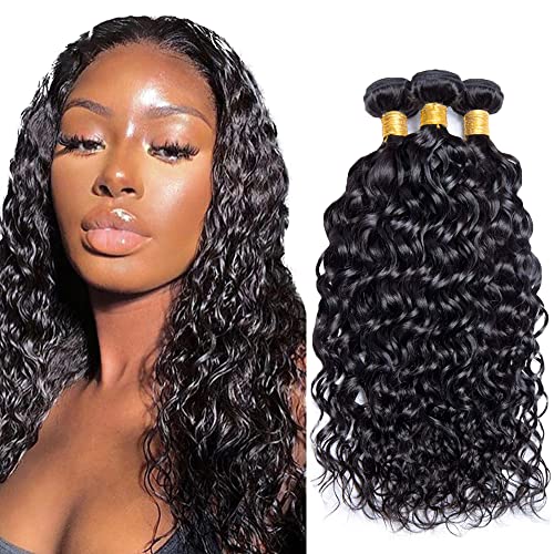 Brazilian Water Wave Human Hair Bundles - 1B Natural Black, 24-28 inch