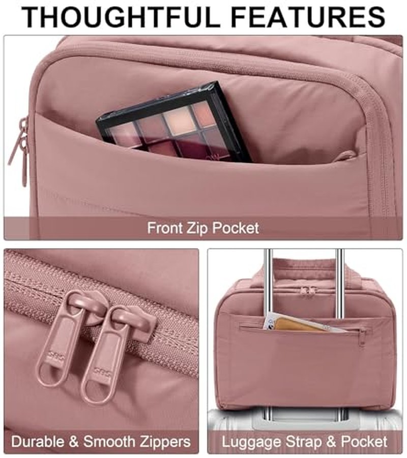 Bagstellar Travel Toiletry Bag for Women, Large Makeup Organizer Dark Pink