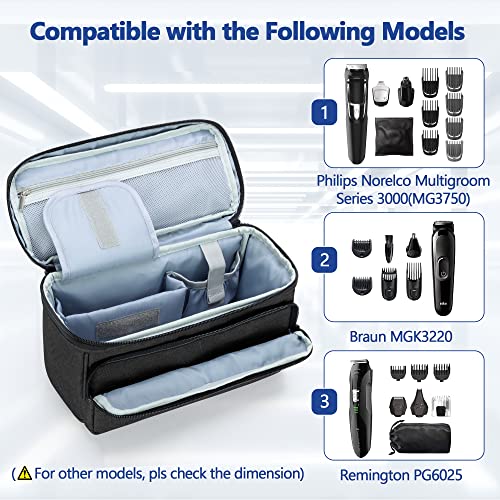 CURMIO Barber Bag for Hair Clippers, Men Grooming Travel Case for Electronic Shaver, Hair Trimmer and Hair Cutting Tools, Black, Bag Only