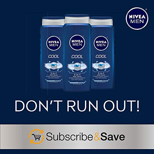 NIVEA Men Body Wash, Cool Icy Menthol, 16.9 Fl Oz (Pack of 1)