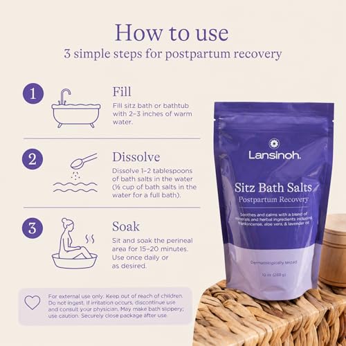 Sitz Bath Salts for Postpartum Care - Epsom Salt & Aloe Vera, 10 oz
