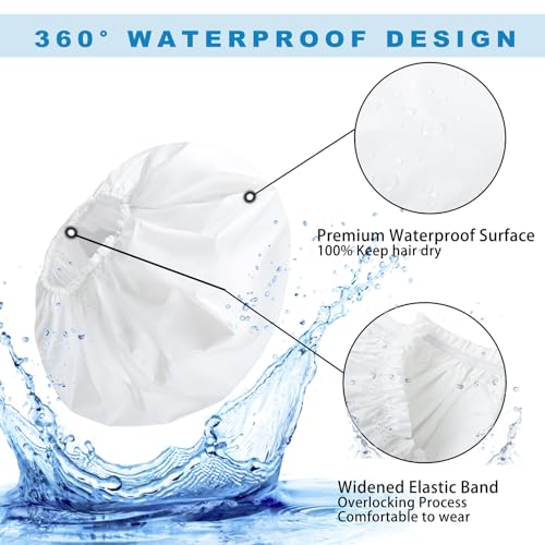 Super Jumbo Waterproof Shower Cap for Women - 2 Pack Black & White