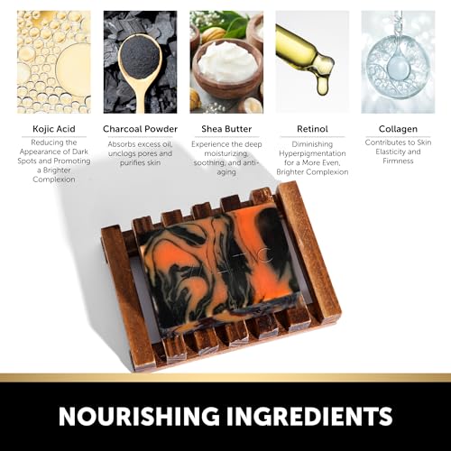 VALITIC Charcoal Kojic Acid Turmeric Black Soap for Dark Spots 4 Pack 3.52oz each