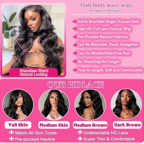 13x6 Lace Front Wig Human Hair 180% Density Body Wave