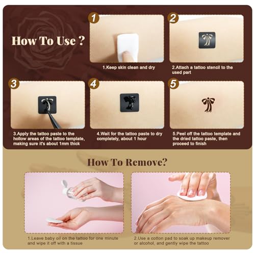 Temporary Tattoo Kit with 95 Stencils & 6 Color Inks