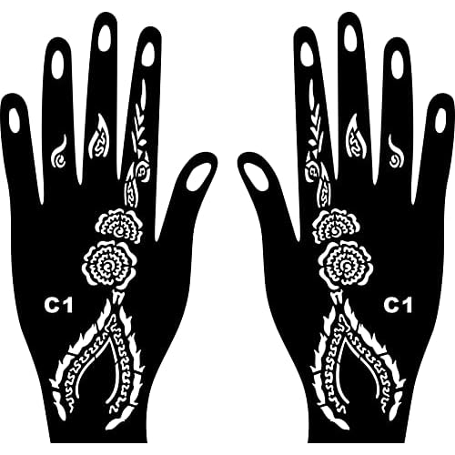 18 Sheets Temporary Tattoo Stencils, Indian Arabian Henna Tattoo Stencils, Glitter Airbrush Tattoo Stickers for Women Boys Girls Hand Body Art