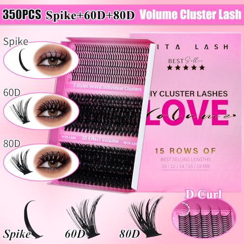 RITALASH Lash Clusters Kit 3D False Eyelashes with Bond, Seal & Remover