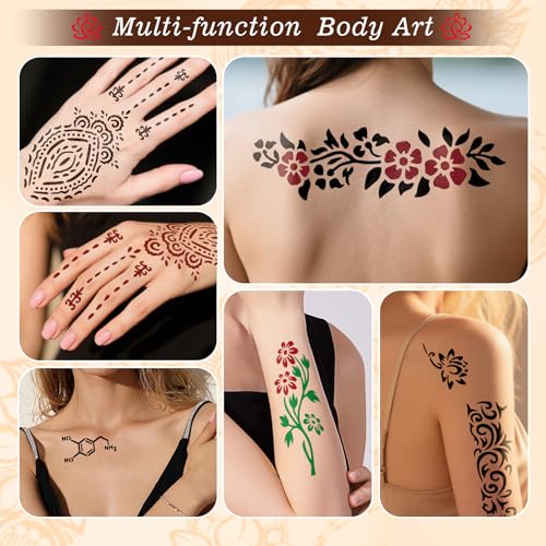 Temporary Tattoo Kit - 4 Pc with Stencils & 3 Ink Colors