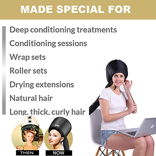 Bonnet Hood Hair Dryer Attachment - Adjustable Soft Dryer Bonnet Cap