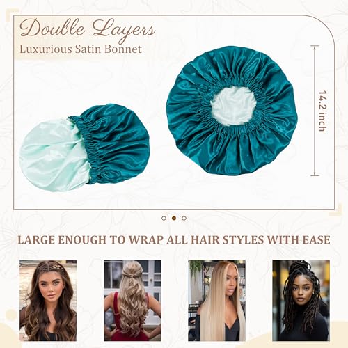 Satin Bonnet for Curly Hair - Double Layer Sleep Cap