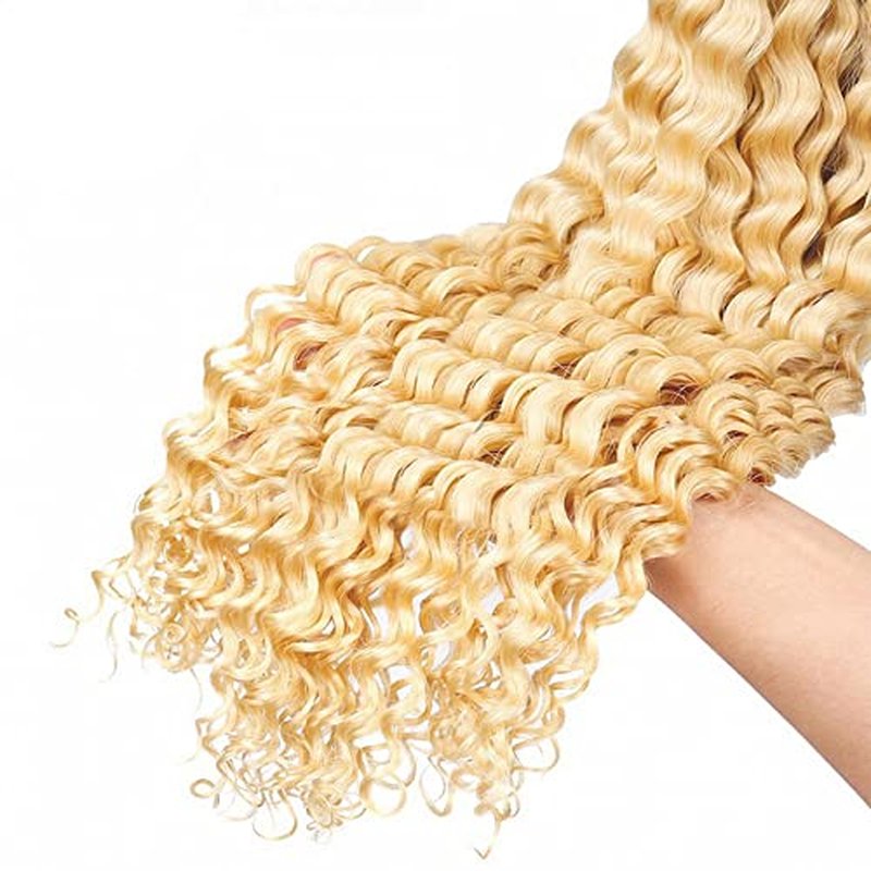 613 Honey Blonde Braiding Hair Bundle - 18 Inch Deep Wave Virgin Hair