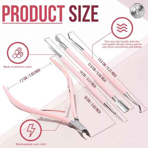 FANDAMEI Cuticle Kit, 4 PCS Nail Care Kit, Cuticle Trimmer, Cuticle Nippers, Ingrown Toenail Removal Kit, Cuticle Clippers, Cuticle Pusher, Nail Cuticle Trimmer, Manicure and Pedicure Kit, Nail Tools