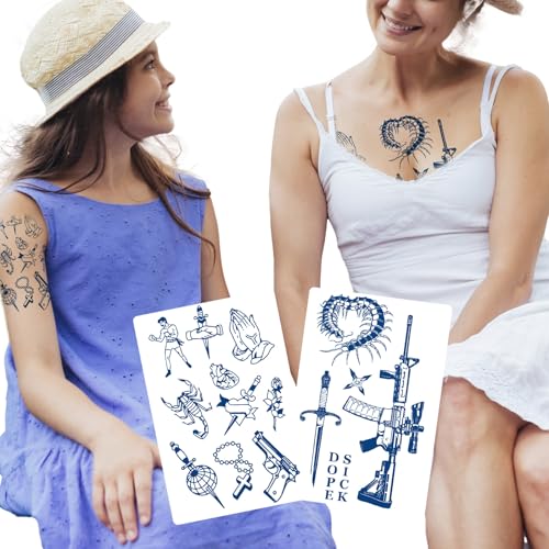 6-Pack Semi-Permanent Temporary Tattoos – Waterproof, Lasts 1-2 Weeks