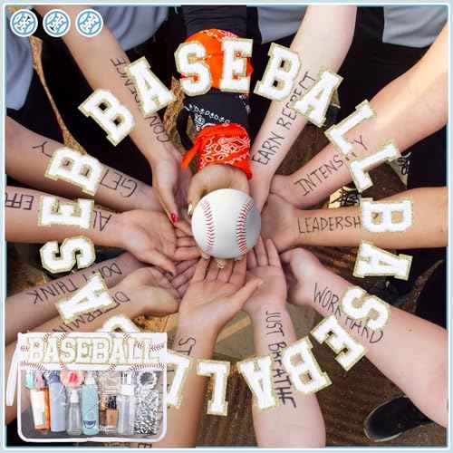 Hillban 2 Pcs Baseball Snack Bags Team Gifts Makeup Cosmetic Bag Clear Chenille Letter Zipper Pouch Toiletry Purse Baseball Accessories Stuff Sport Portable Travel Storage Case for Mom Women Girl