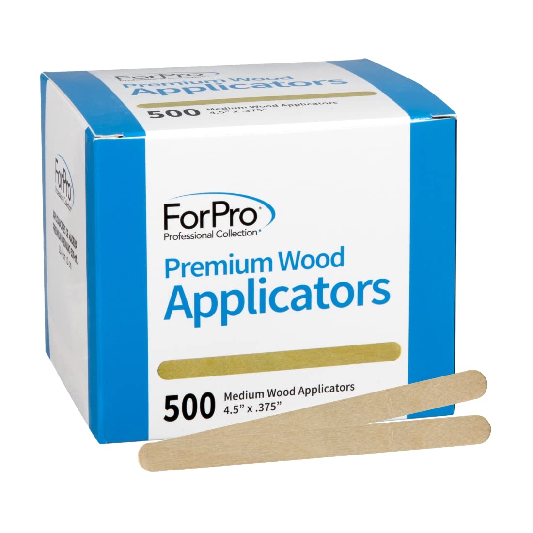 ForPro Premium Wood Applicators, Non-Sterile, Hair Removal Waxing Applicators, Medium, 4.5” L x .375” W, 500-Count (Pack of 4)