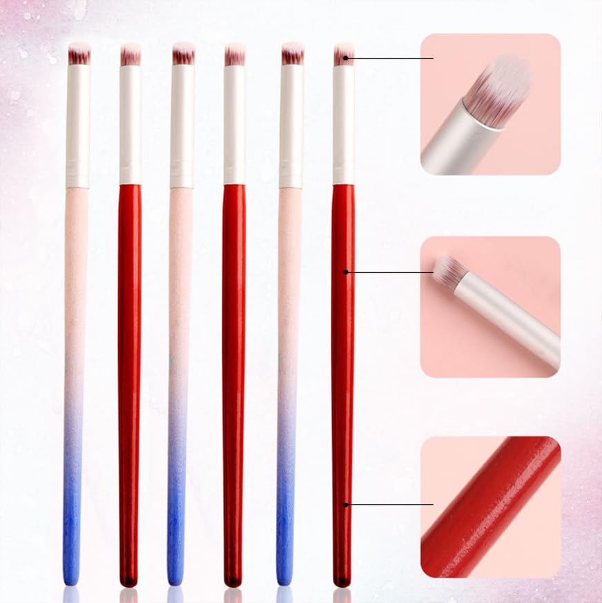 YECIRALA 10Pcs 2 Styles Ombre Nail Brushes For Nail Art Ombre Brush Nail Drawing Brush Nail Art Brushes With Red And Purple Wooden Handle Manicure Diy Tools Nail Ombre Brush Acrylic Nail Accessorie