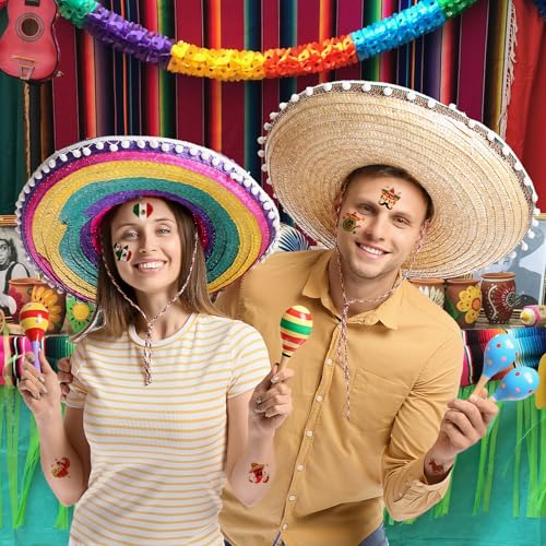 Mexican Independence Day Temporary Tattoos,96pcs Pre-cut Individually Mexico Flag Themed Face Tattoo Stickers for September 16th Viva Mexican Party Decorations Favors Suppy