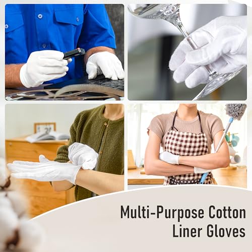 Cotton Gloves 100% for Dry Hands & Eczema Relief 6 Pairs