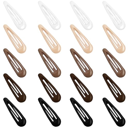 Water Drop Snap Hair Clips for Women - 20 Pieces, Non-Slip Metal