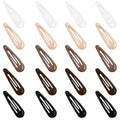 Water Drop Snap Hair Clips for Women - 20 Pieces, Non-Slip Metal