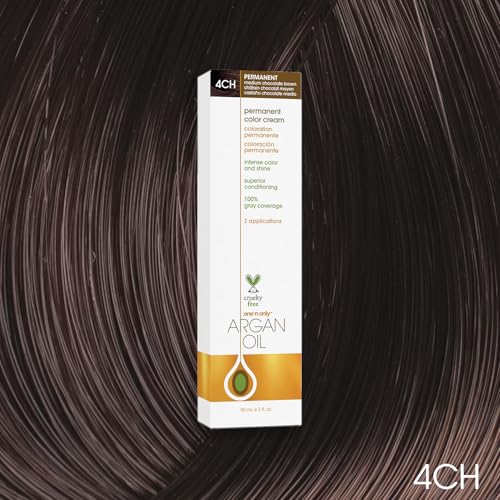 One N' Only Demi Permanent Hair Color - Permanent Hair Dye Made with Argan Oil - Delivers Rich, Accurate Tones with Gray Coverage - Improves Moisture & Elasticity - 4CH Medium Chocolate Brown (3 oz)