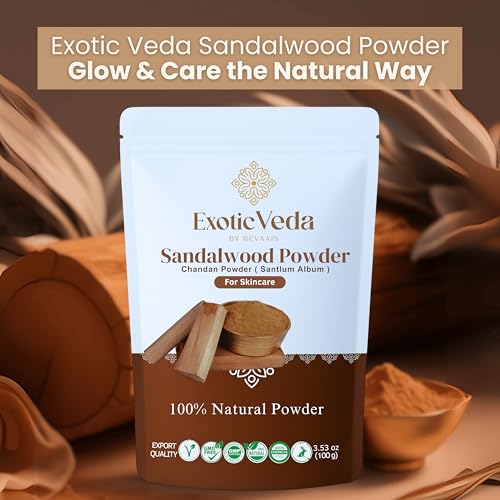 100% Pure Sandalwood Powder (Chandan) ? Ayurvedic Face Pack, Mask & Tilak for Glowing Skin, Natural Cleansing & Soothing Powder, 100 g / 3.52 oz