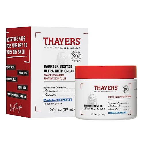 THAYERS Barrier Bestie Ultra Whip Face Cream, Moisturizer with Sugarcane Squalane and Ceramides, Skin Care for Dry to Very Dry Skin, 2.0 Oz