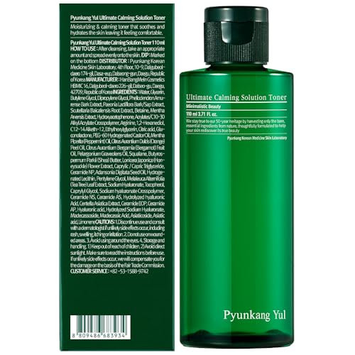 [PKY] Pyunkang Yul Ultimate Calming Solution Toner with Honeysuckle Flower, Ceramides, Hyaluronic Acid, Centella Asiatica, for Moisturized, Nourishing, Sensitive, Tired Facial Skin 3.71fl.oz.