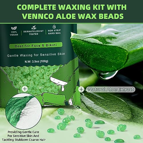 Waxing Kit for Women Men - Premium Digital Wax Melt Warmer Kit for Sensitive Skin Coarse Hair Removal - 14oz Hard Wax Beads & Silicone Liner - for Bikini Brazilian Body Face Leg - Home Wax Kit