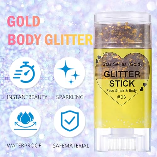 Gold Holographic Glitter Stick - Waterproof Body Makeup