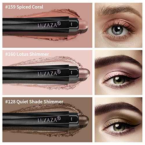 3PCS Eyeshadow Stick,Neutral Brown Metallic And Shimmer Pink Cream Eyeshadow Pencil Crayon,Eye Brightener Makeup With Smudge Proof,Long Lasting Cream Eye Shadow Sticks Set