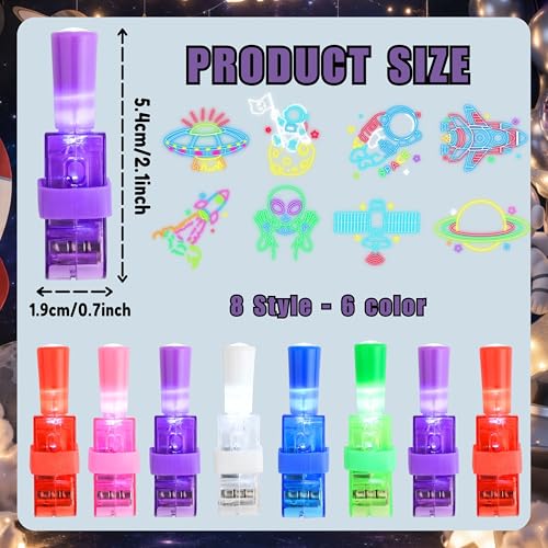 Space Party Favors Set 72 PC - LED Finger Lights & Tattoos