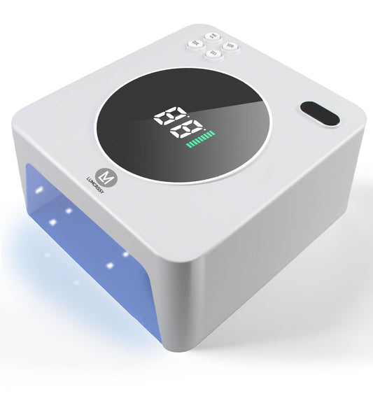 Cordless UV LED Nail Lamp - ETL Certified Rechargeable Gel Nail Dryer with 8H Runtime (2H Fast Charge), 45 LED Beads, 2nd Gen Crystal Lamp Beads, Removable Reflective Base & 4 Timers