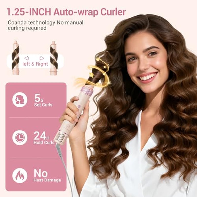 6-in-1 Hair Styler Dryer with Auto Curler & Straightening Brush