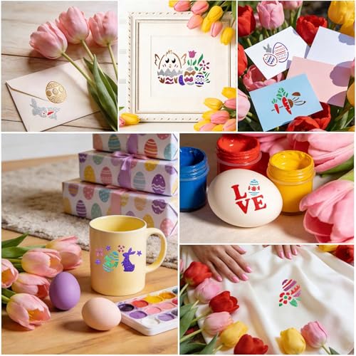 145 Piece Easter Face Paint Stencils & 8 Body Markers Set
