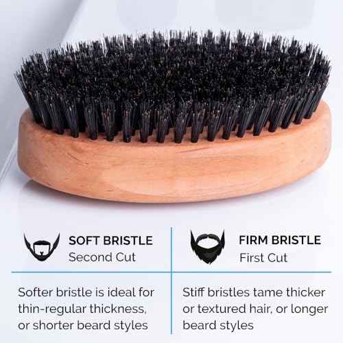 ZEUS Oval Military Beard Brush with Bristle Cleaner, Boar Bristle Beard Brush & Bristle Rake Cleaner Gift Set (Made in Germany) Firm Bristles Q91