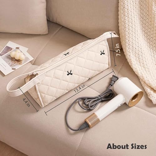 Quilted Hair Dryer Travel Case with Handle – Protective Storage Bag